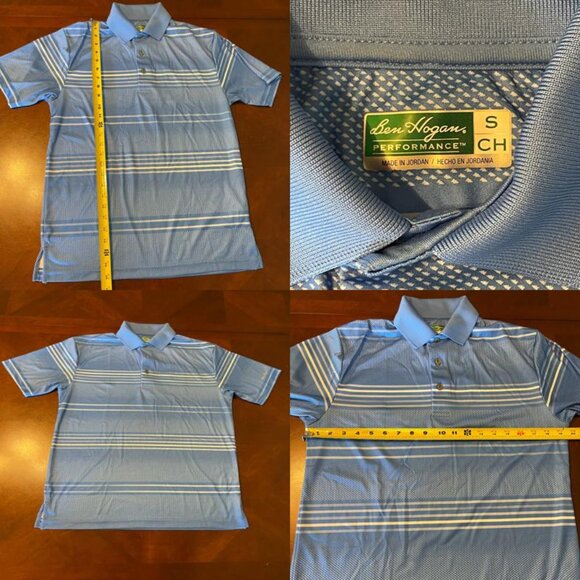 Ben Hogan Performance Mens S/S Polo Shirt Blue Striped Size S Golf Shirt - Picture 2 of 13